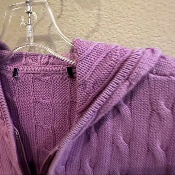 Ralph Lauren | XS | purple zip front hooded cable knit cardigan hoodie jacket - Picture 3 of 10